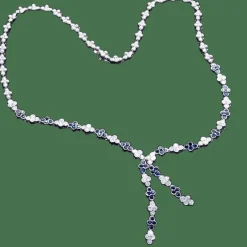 Collier or blanc saphir diamants
