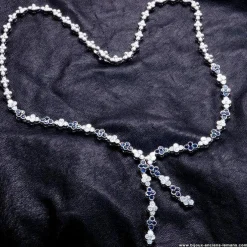 Collier or blanc saphir diamants