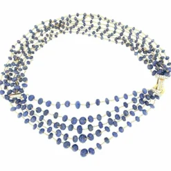Collier or blanc saphirs diamants
