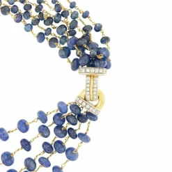 Collier or blanc saphirs diamants