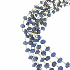 Collier or blanc saphirs diamants