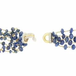 Collier or blanc saphirs diamants