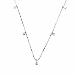 Collier or blanc serti de diamants naturels