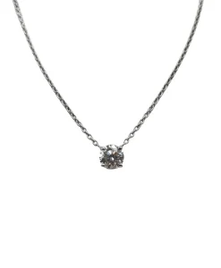 Collier or blanc serti d'un diamants