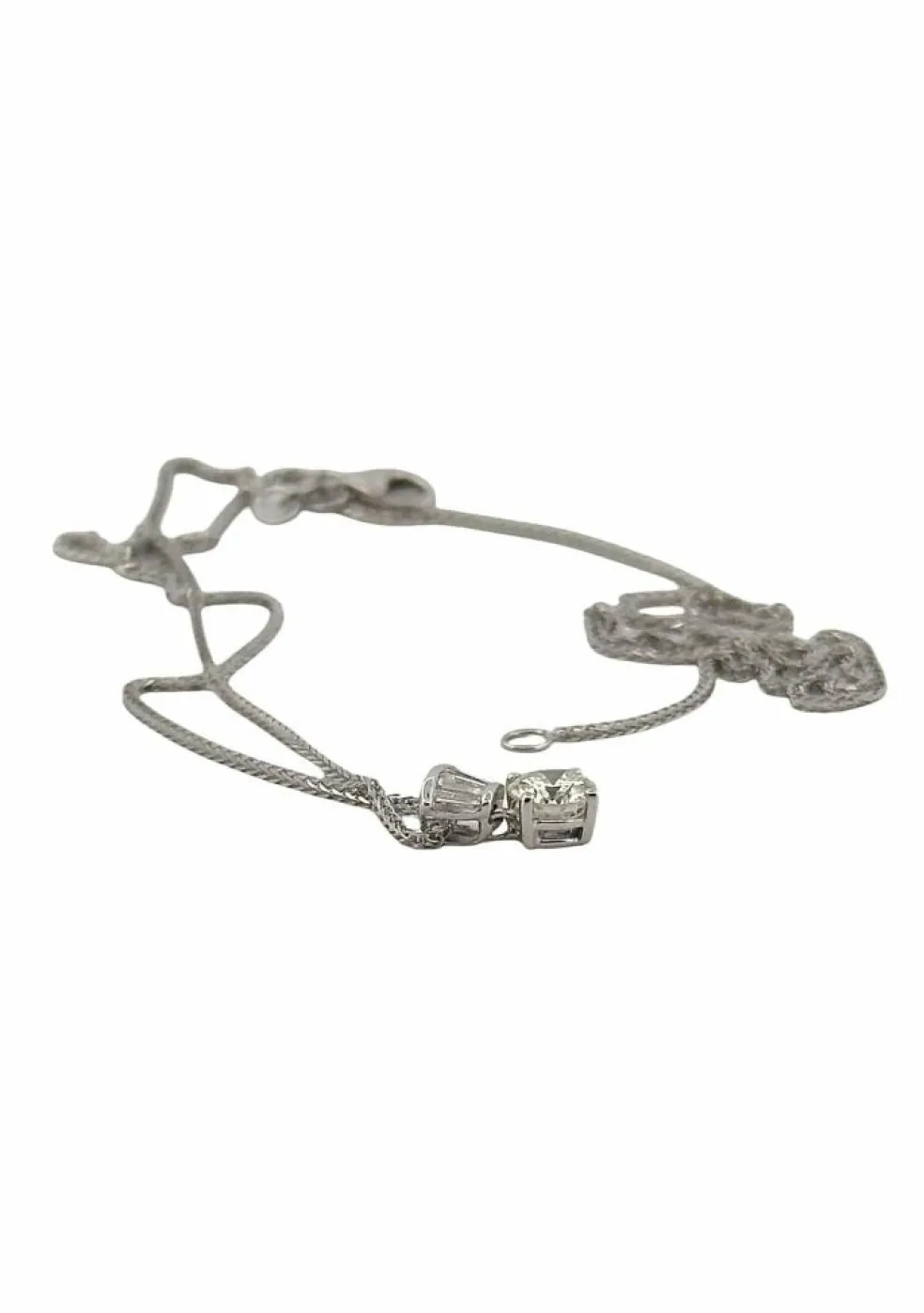 Collier or blanc solitaire diamant 0,52 carat