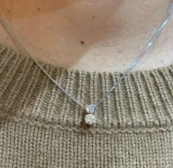 Collier or blanc solitaire diamant 0,52 carat