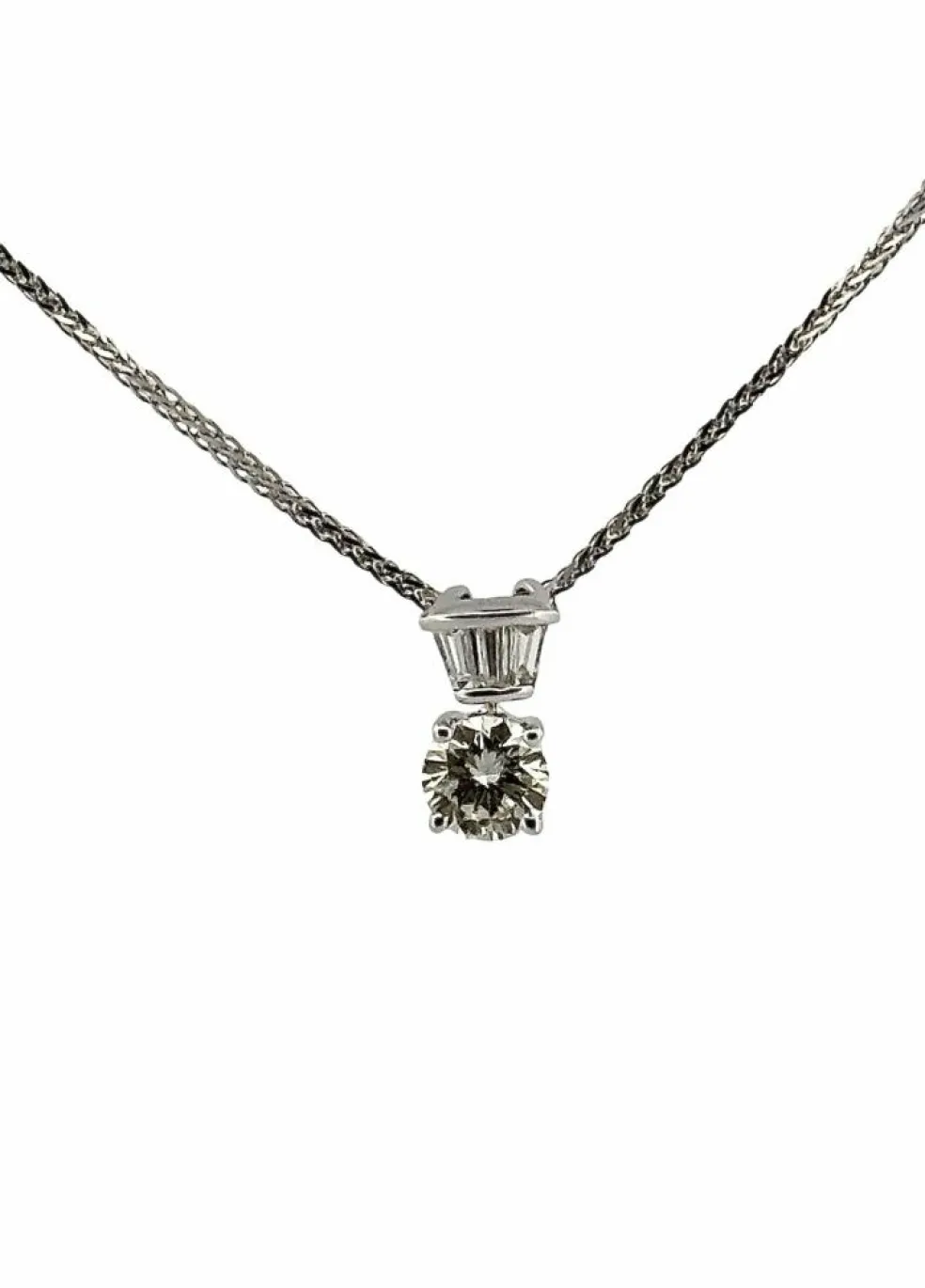 Collier or blanc solitaire diamant 0,52 carat