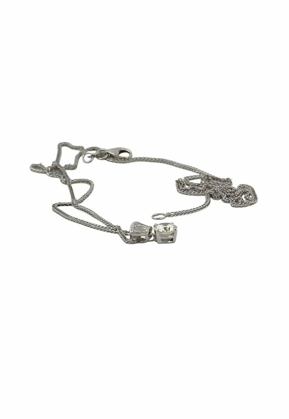 Collier or blanc solitaire diamant 0,52 carat