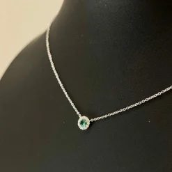 Collier or blanc, tourmaline et diamant