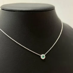 Collier or blanc, tourmaline et diamant