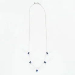 Collier or blancet saphirs taille poire en pampille