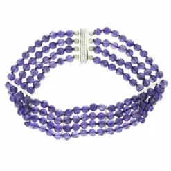 Collier or gris améthystes diamants