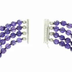 Collier or gris améthystes diamants