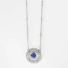 Collier or gris, diamants et tanzanite
