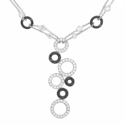 Collier Or Gris, Diamants Blancs et Diamants Noirs