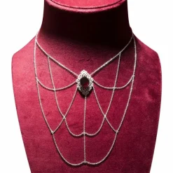 Collier or gris grenat diamants