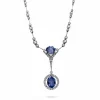 Collier or gris saphir bleu diamants