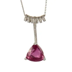 Collier Or Gris Tourmaline Rose