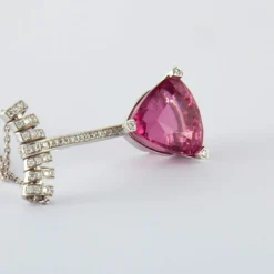 Collier Or Gris Tourmaline Rose