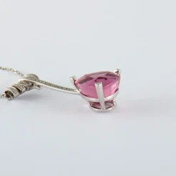 Collier Or Gris Tourmaline Rose