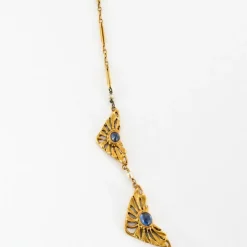 Collier or jaune ancien saphir perles