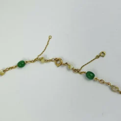Collier or jaune avec Boule Aventurine et Perle de Culture Keshi