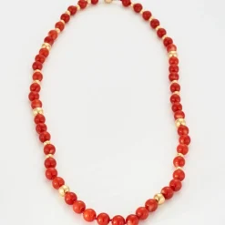 Collier or jaune billes de corail