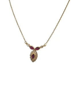 Collier or jaune diamants rubis