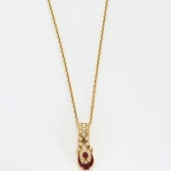 Collier or jaune diamants rubis