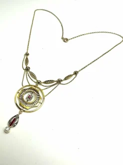 Collier Or jaune Diamants Rubis