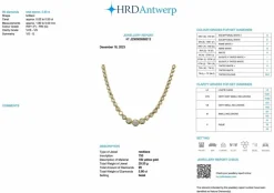 Collier or jaune et 99 diamants certificat HRD