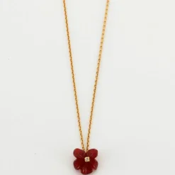 Collier or jaune et cornaline