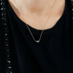 Collier or jaune et Perle de Tahiti