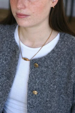 Collier Or Jaune Fermoir Barillet Emaillé et Croix