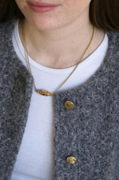 Collier Or Jaune Fermoir Barillet Emaillé et Croix