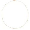 Collier or jaune intercalé de 9 diamants sur maille forçat en sertis clos.