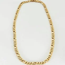 Collier or jaune maille gourmette alternée 3+1
