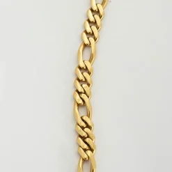 Collier or jaune maille gourmette alternée 3+1