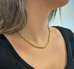 Collier Or Jaune Maille Grain de Riz