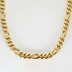 Collier or jaune maille gourmette alternée 3+1