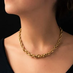 Collier or jaune maille imbriquée