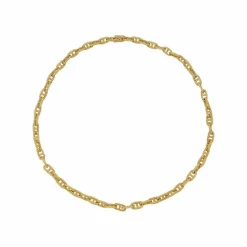 Collier or jaune, maille marine.