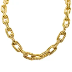 Collier or jaune, maille marine.