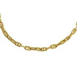 Collier or jaune, maille marine.