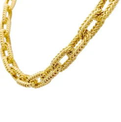 Collier or jaune, maille marine.