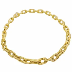 Collier or jaune, maille marine.