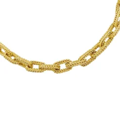 Collier or jaune, maille marine.