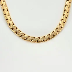 Collier or jaune maille palmier