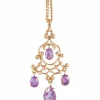 Collier Or Jaune, Pendentif Girandole Améthystes