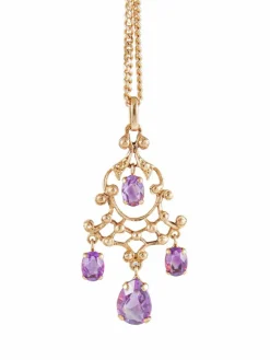 Collier Or Jaune, Pendentif Girandole Améthystes